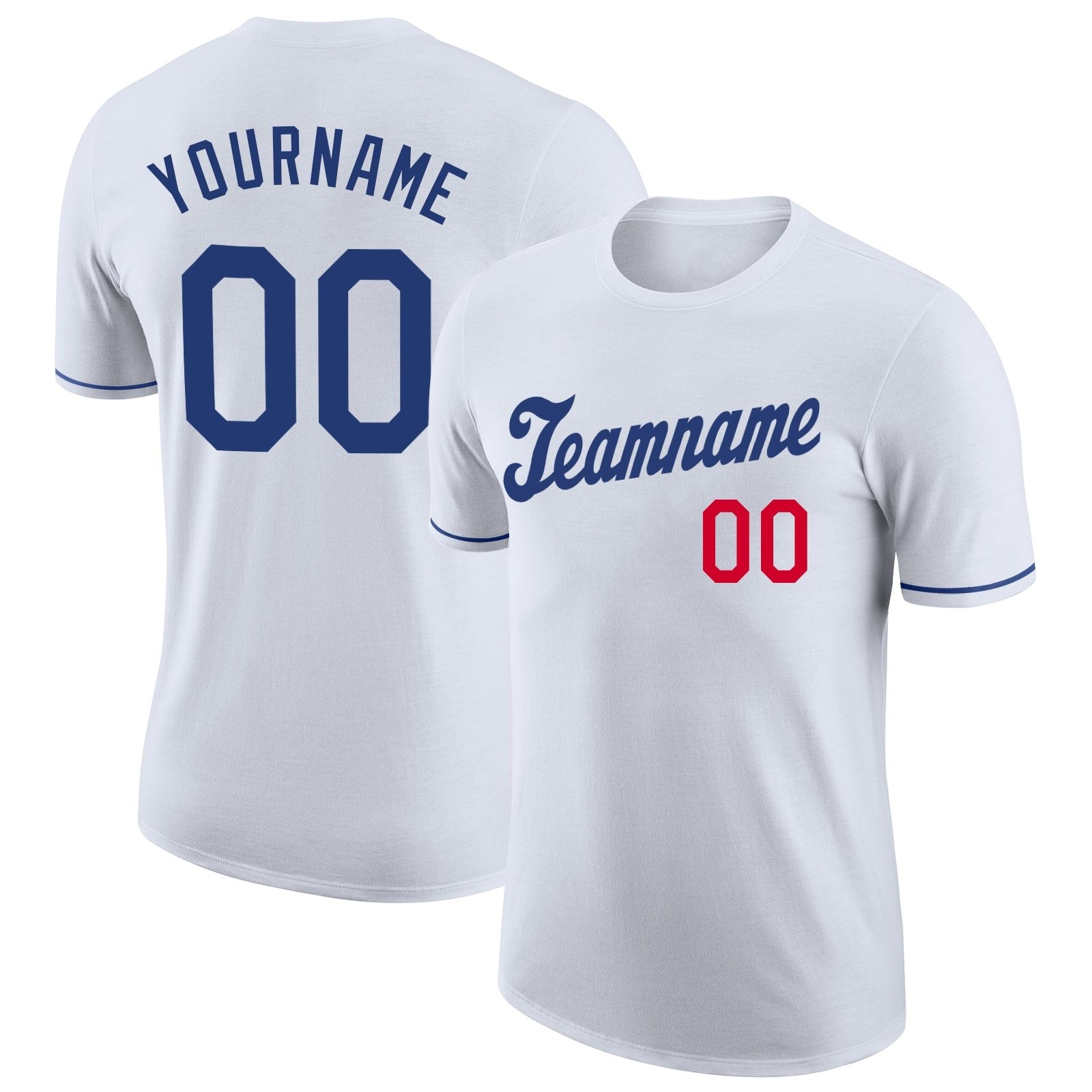 Custom White Royal-Red Performance T-Shirt photo 1