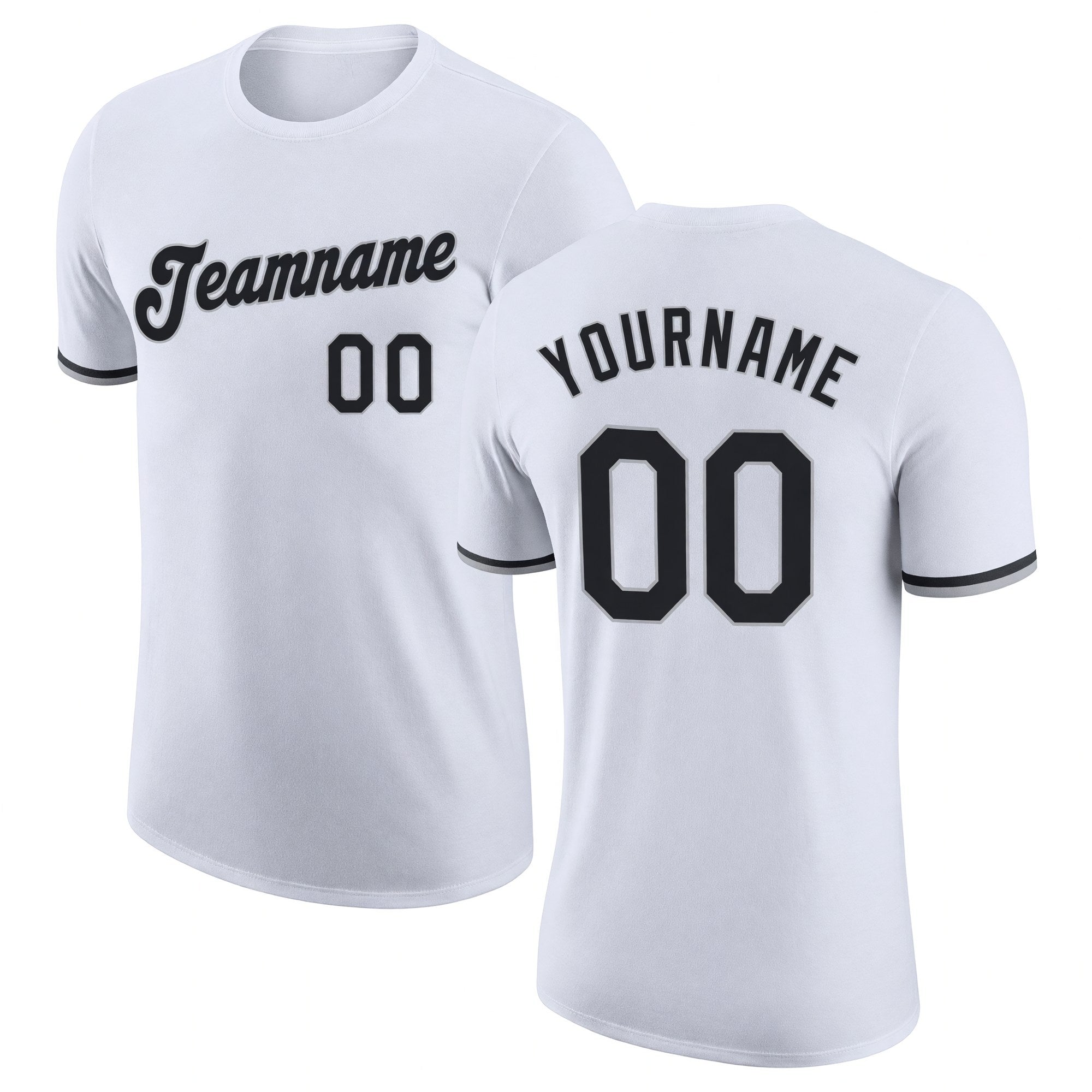 Custom White Black-Gray Performance T-Shirt