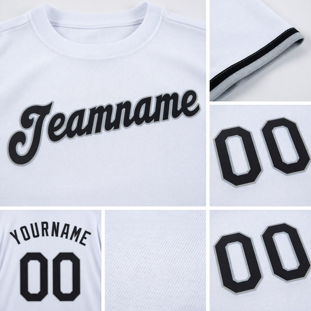 Custom White Black-Gray Performance T-Shirt detail