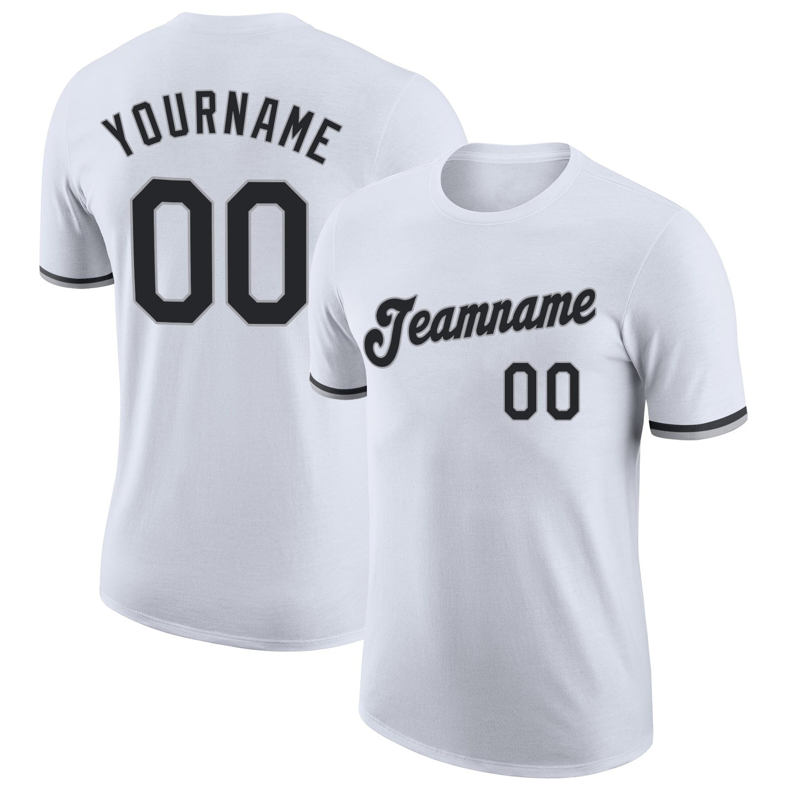 Custom White Black-Gray Performance T-Shirt photo 1