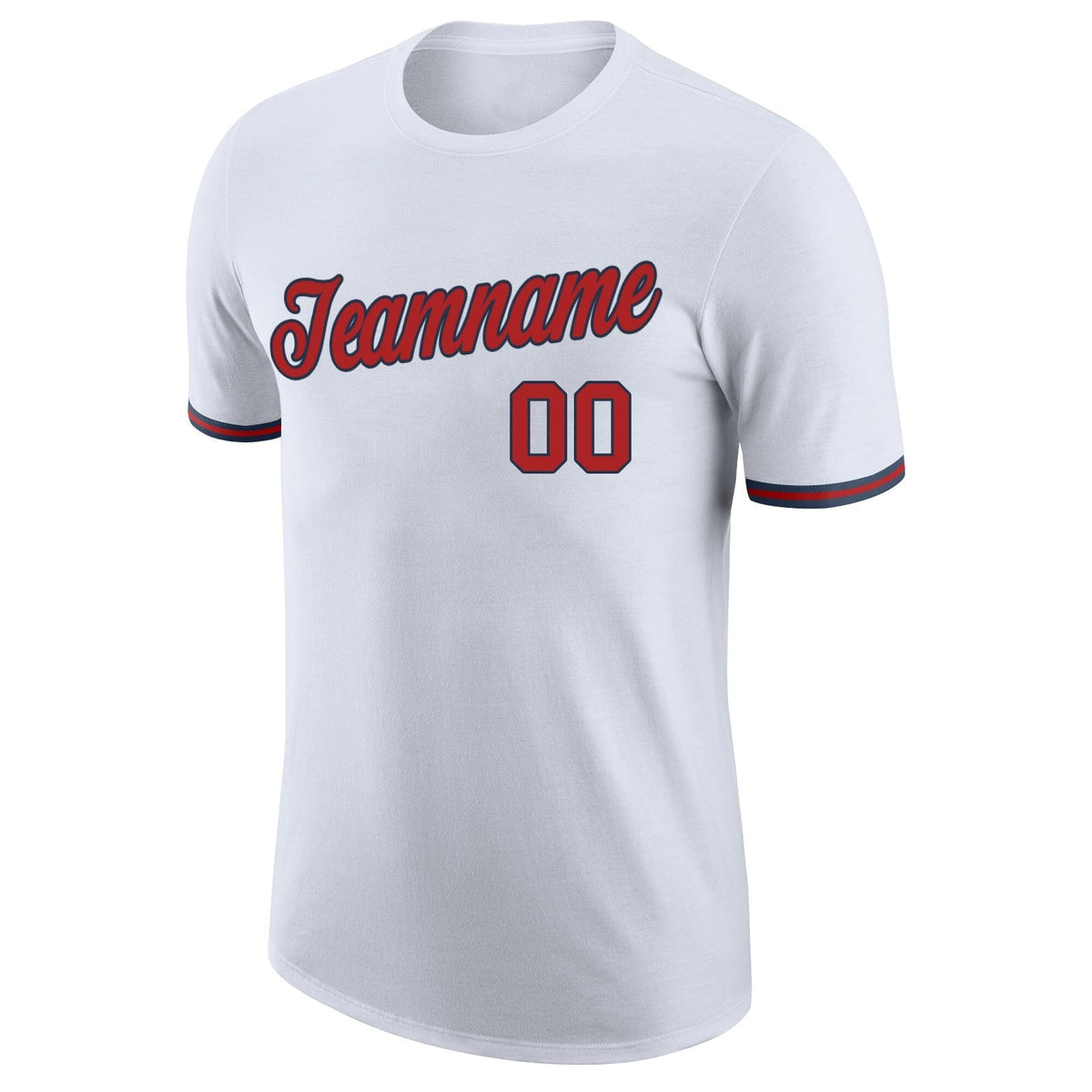 Custom White Red-Navy Performance T-Shirt photo 4