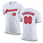 Custom White Red-Black Performance T-Shirt