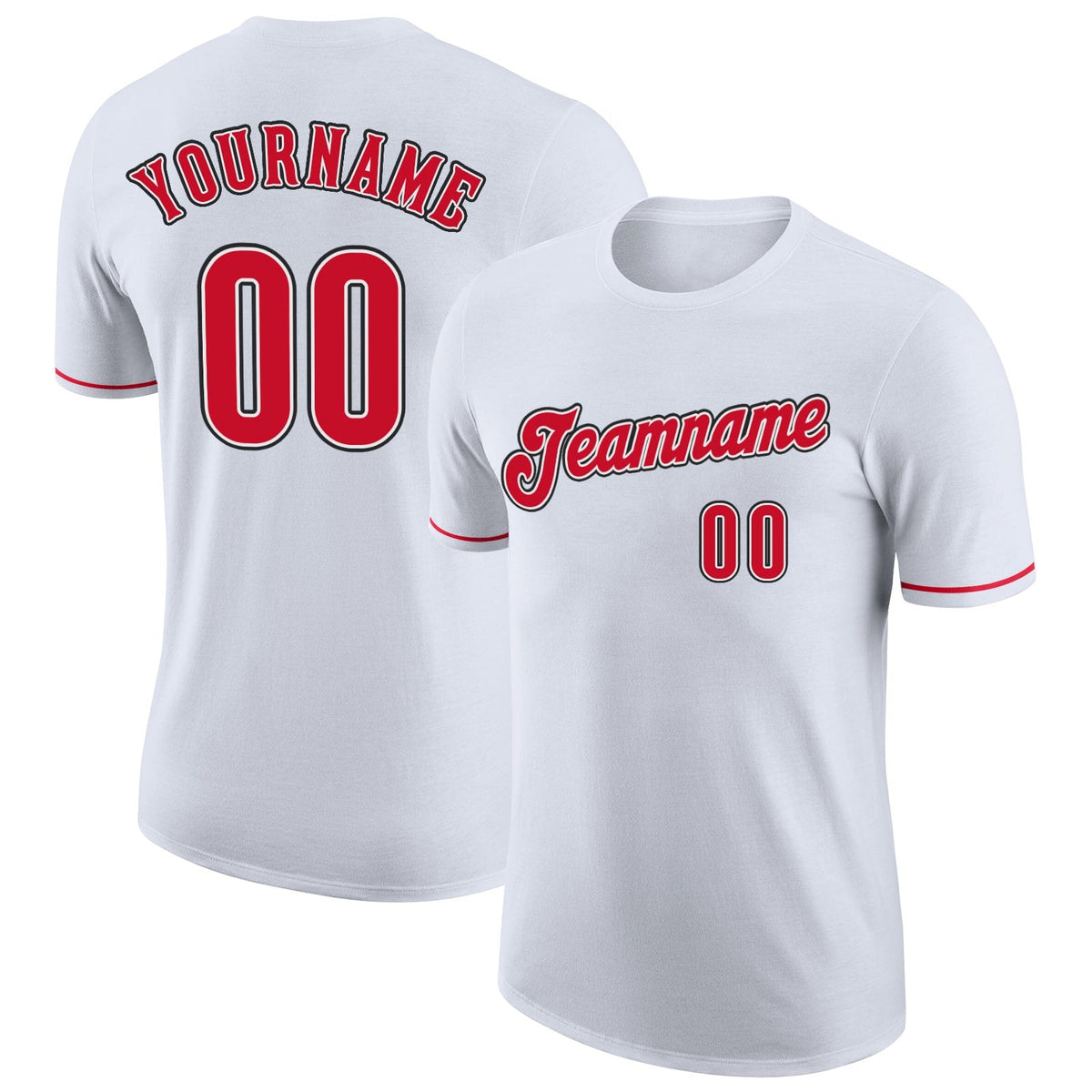 Custom White Red-Black Performance T-Shirt photo 1