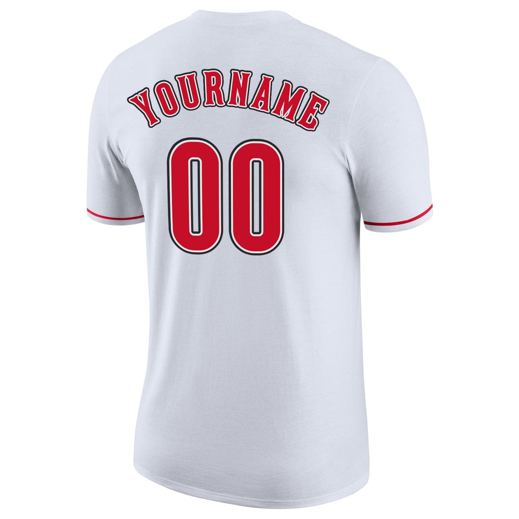 Custom White Red-Black Performance T-Shirt photo 5