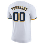 Custom White Navy-Gold Performance T-Shirt photo 5