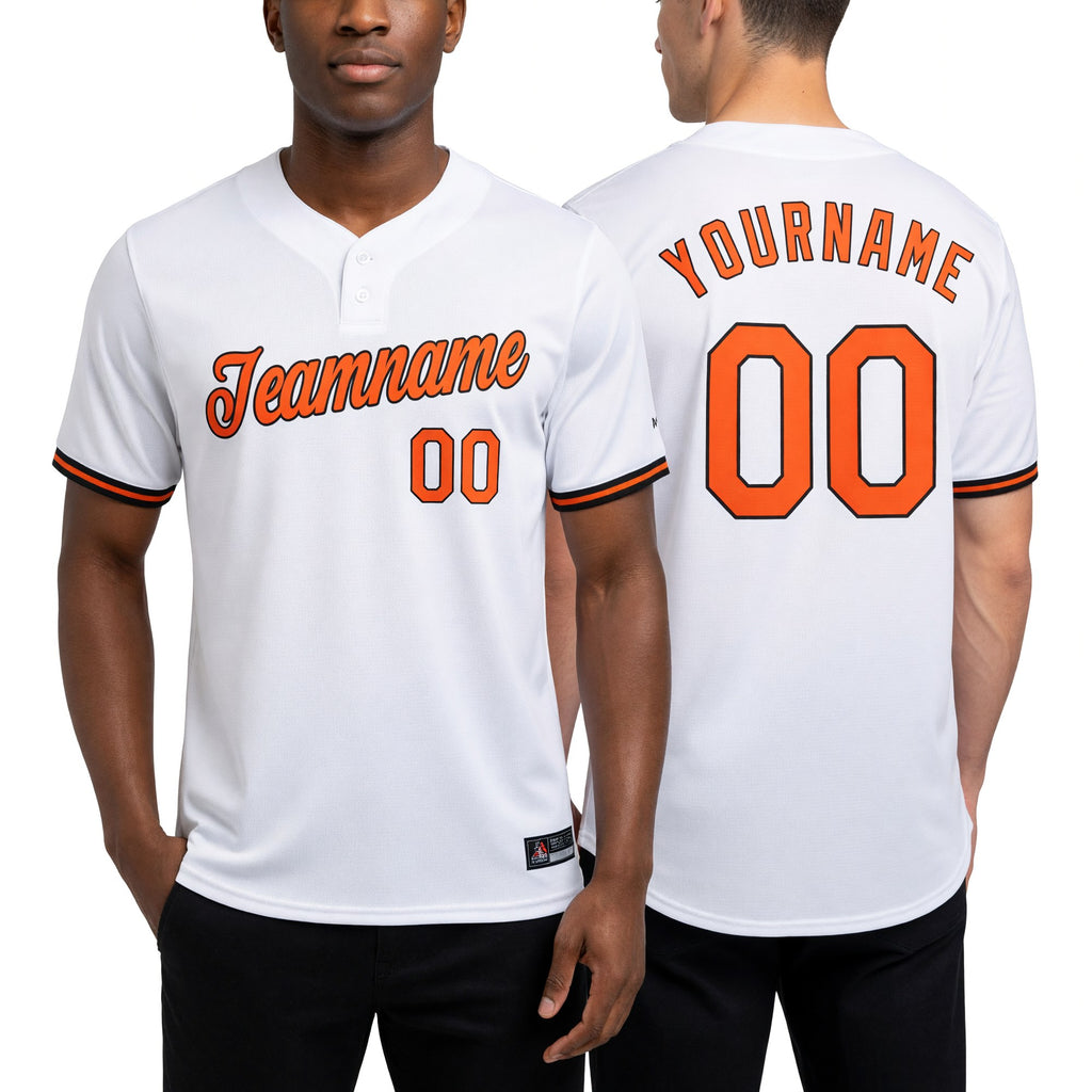 Custom White Orange-Black Performance T-Shirt worn front and back