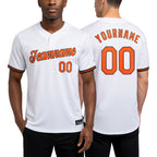 Custom White Orange-Black Performance T-Shirt worn front and back