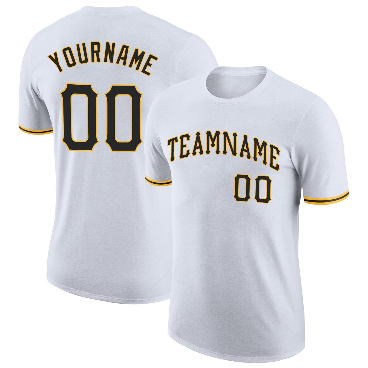 Custom White Black-Gold Performance T-Shirt photo 1