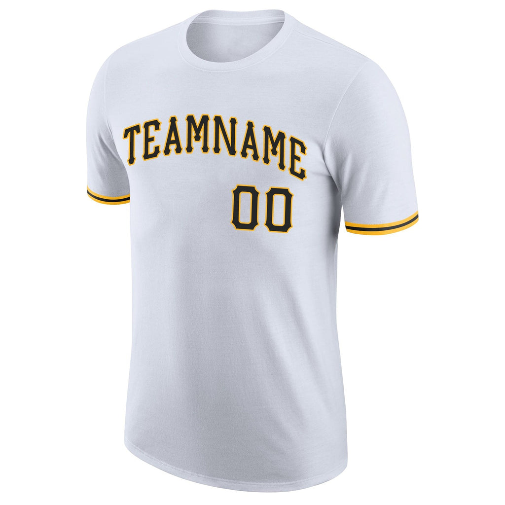 Custom White Black-Gold Performance T-Shirt photo 4