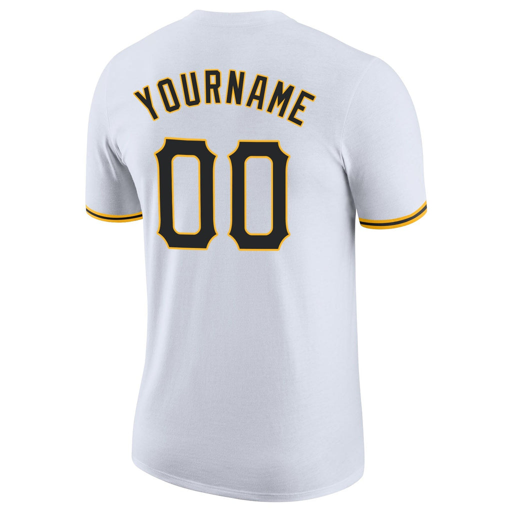 Custom White Black-Gold Performance T-Shirt photo 5