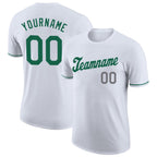Custom White Kelly Green-Gray Performance T-Shirt photo 1