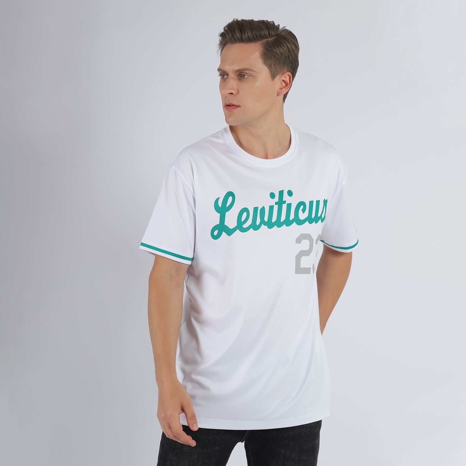 Custom White Kelly Green-Gray Performance T-Shirt photo 2