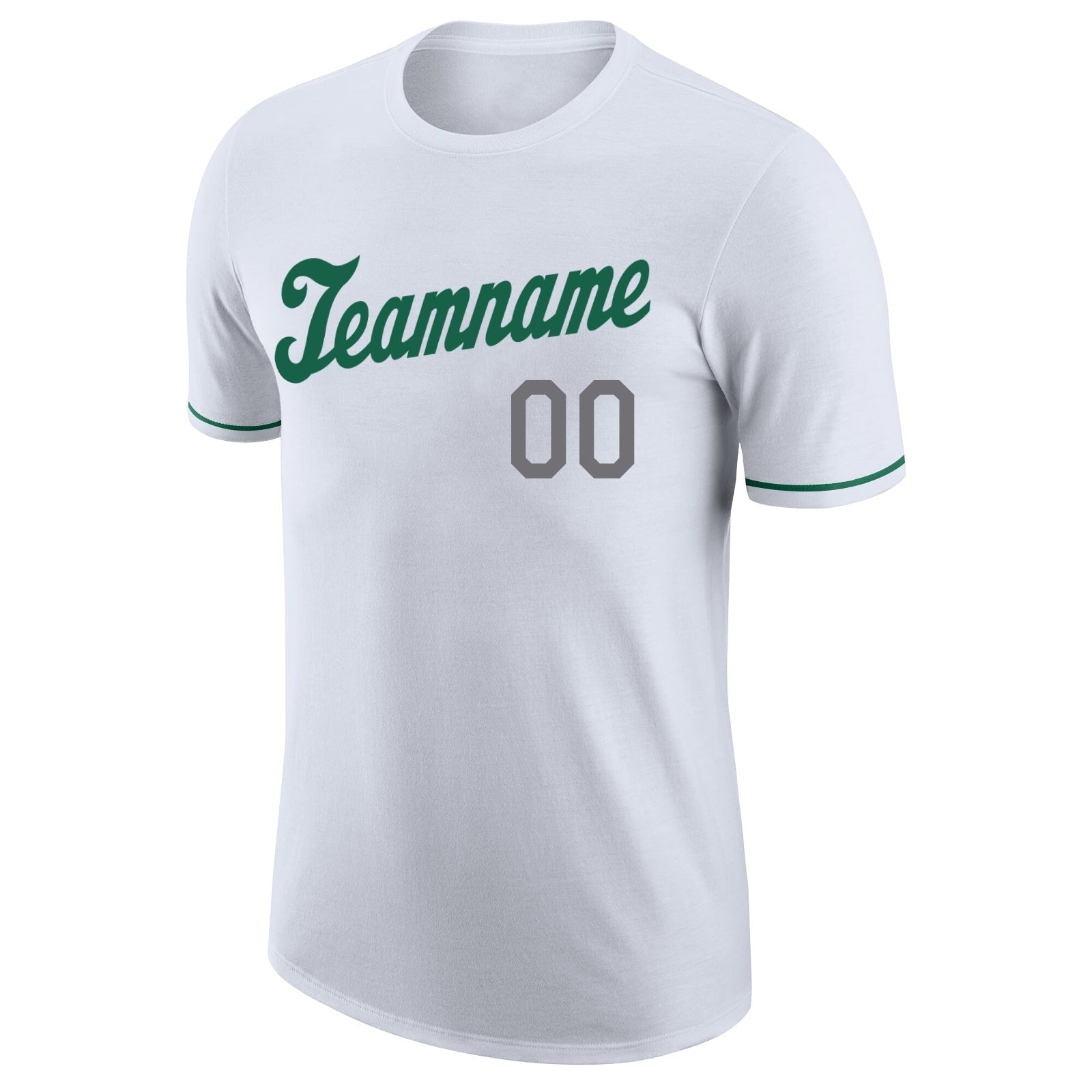 Custom White Kelly Green-Gray Performance T-Shirt photo 5