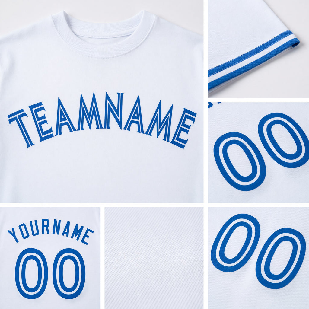 Custom White Royal-White Performance T-Shirt detail