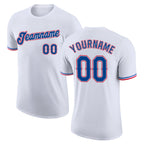 Custom White Royal-Red Performance T-Shirt