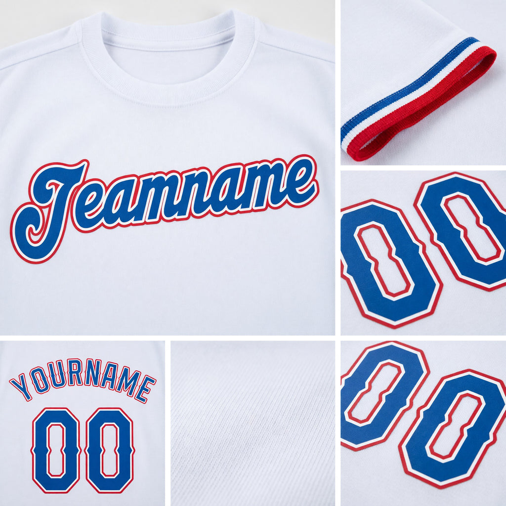 Custom White Royal-Red Performance T-Shirt detail