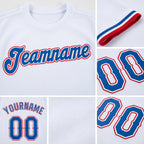 Custom White Royal-Red Performance T-Shirt detail