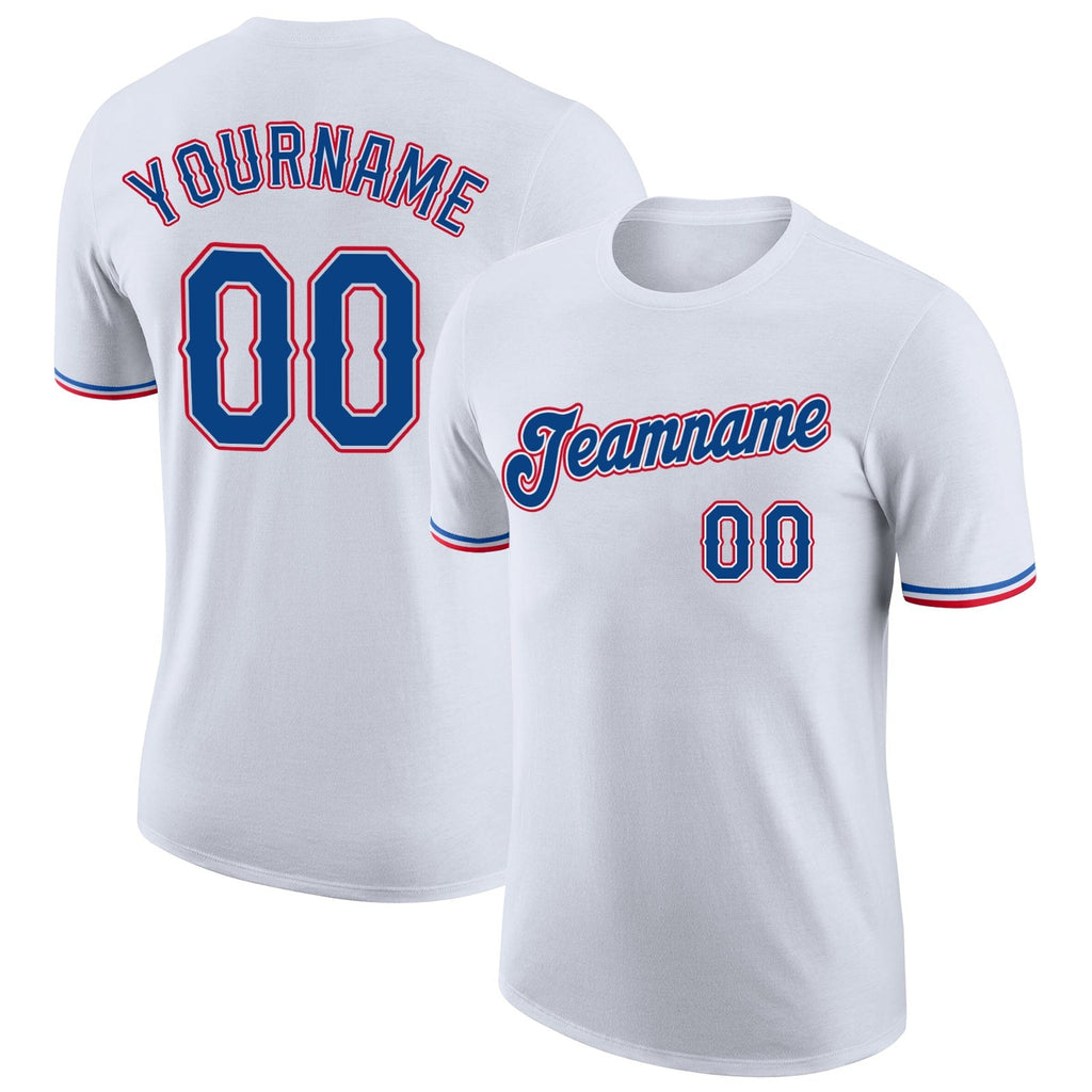 Custom White Royal-Red Performance T-Shirt photo 1