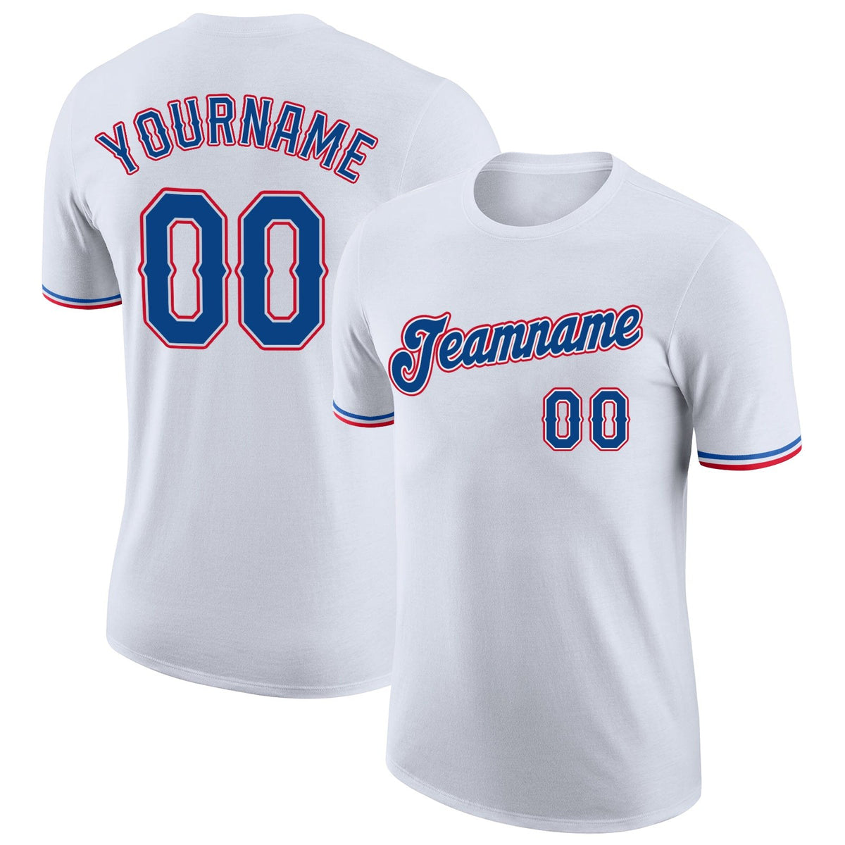 Custom White Royal-Red Performance T-Shirt photo 1