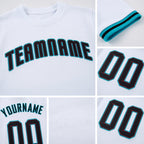 Custom White Black-Aqua Performance T-Shirt detail