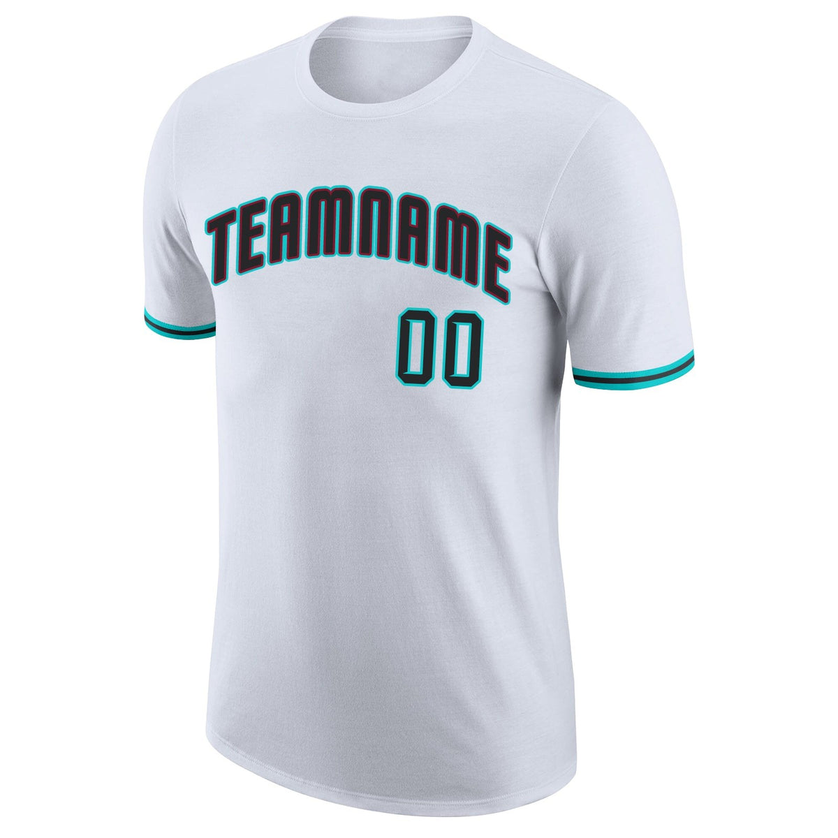 Custom White Black-Aqua Performance T-Shirt photo 4