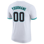 Custom White Black-Aqua Performance T-Shirt photo 5