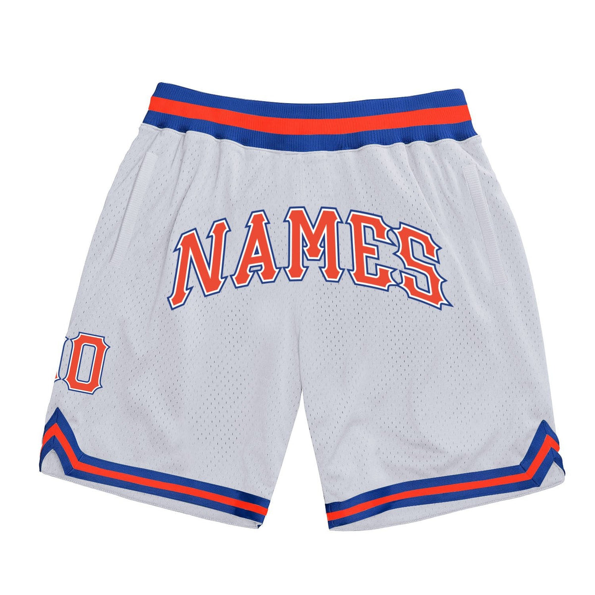 Custom White Orange-Royal Authentic Throwback Basketball Shorts photo 1