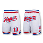 Custom White Red-Royal Authentic Throwback Basketball Shorts