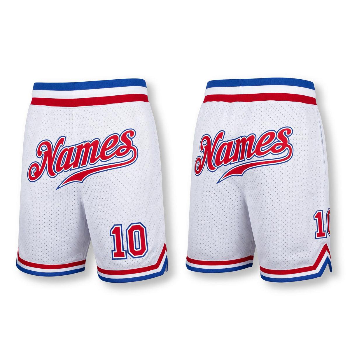 Custom White Red-Royal Authentic Throwback Basketball Shorts