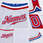 Custom White Red-Royal Authentic Throwback Basketball Shorts detail