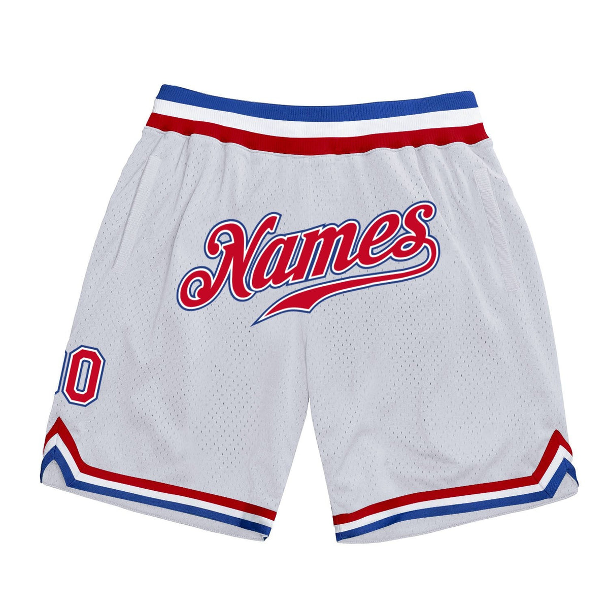 Custom White Red-Royal Authentic Throwback Basketball Shorts photo 1