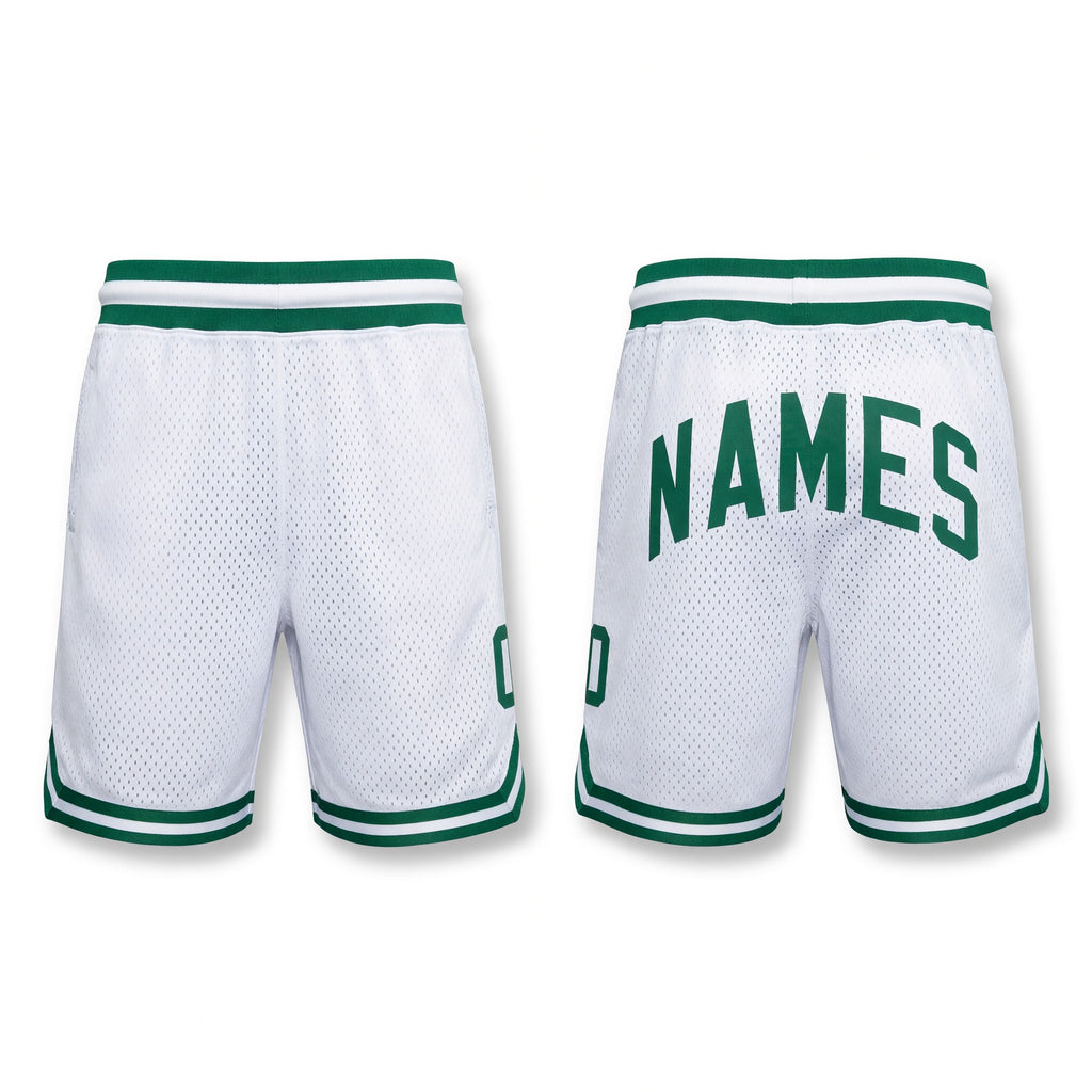 Custom White Kelly Green Authentic Throwback Basketball Shorts