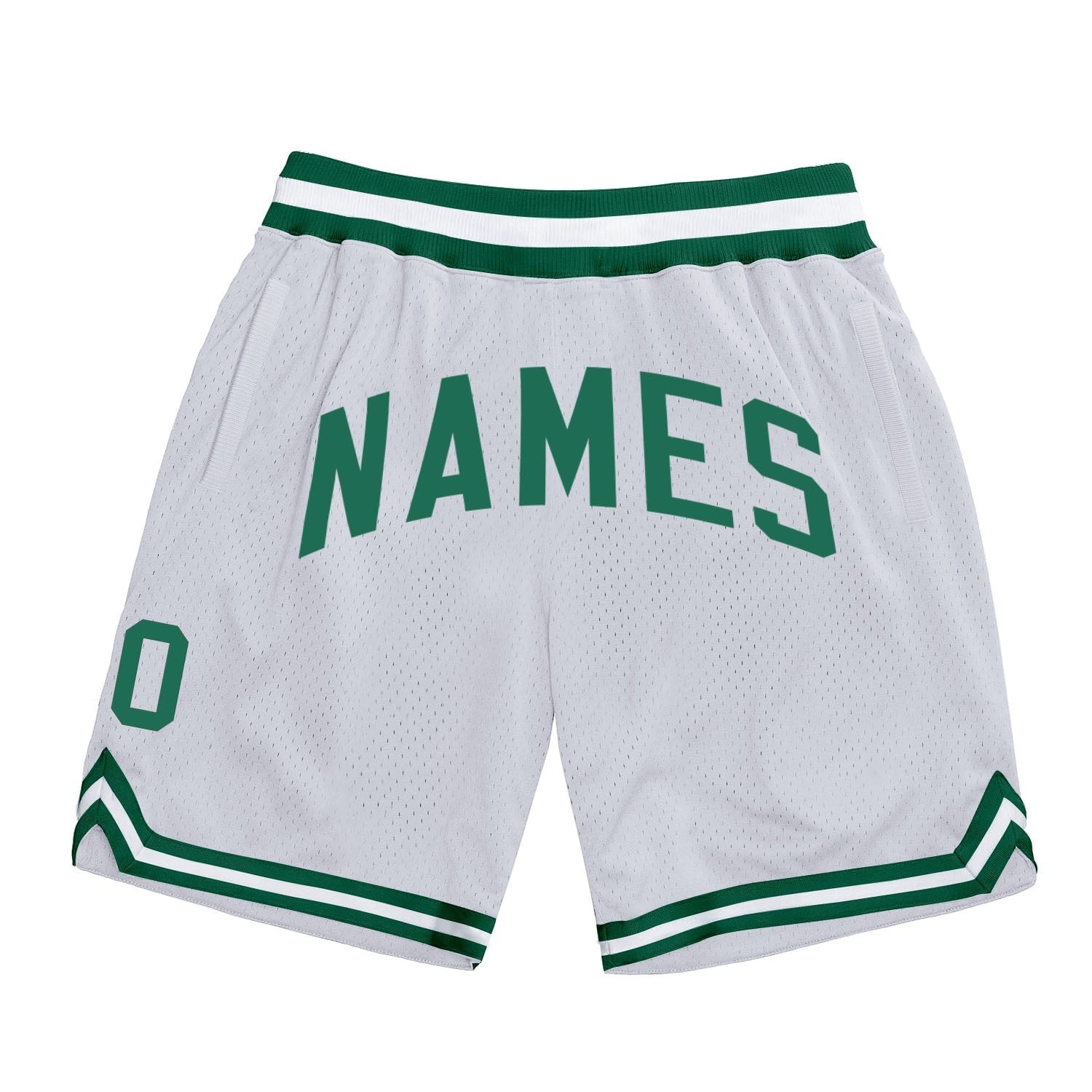 Custom White Kelly Green Authentic Throwback Basketball Shorts photo 1
