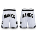 Custom White Black-Gray Authentic Throwback Basketball Shorts