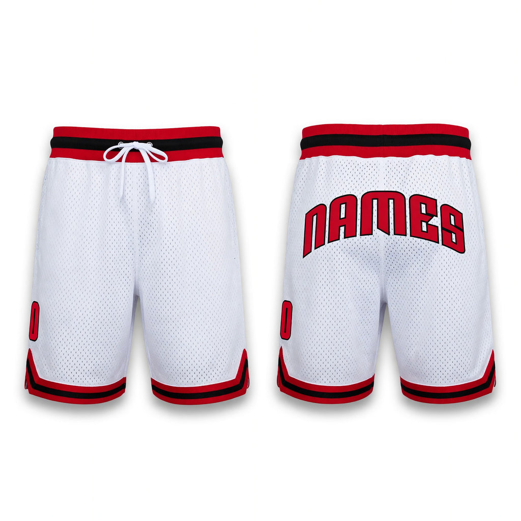 Custom White Red-Black Authentic Throwback Basketball Shorts