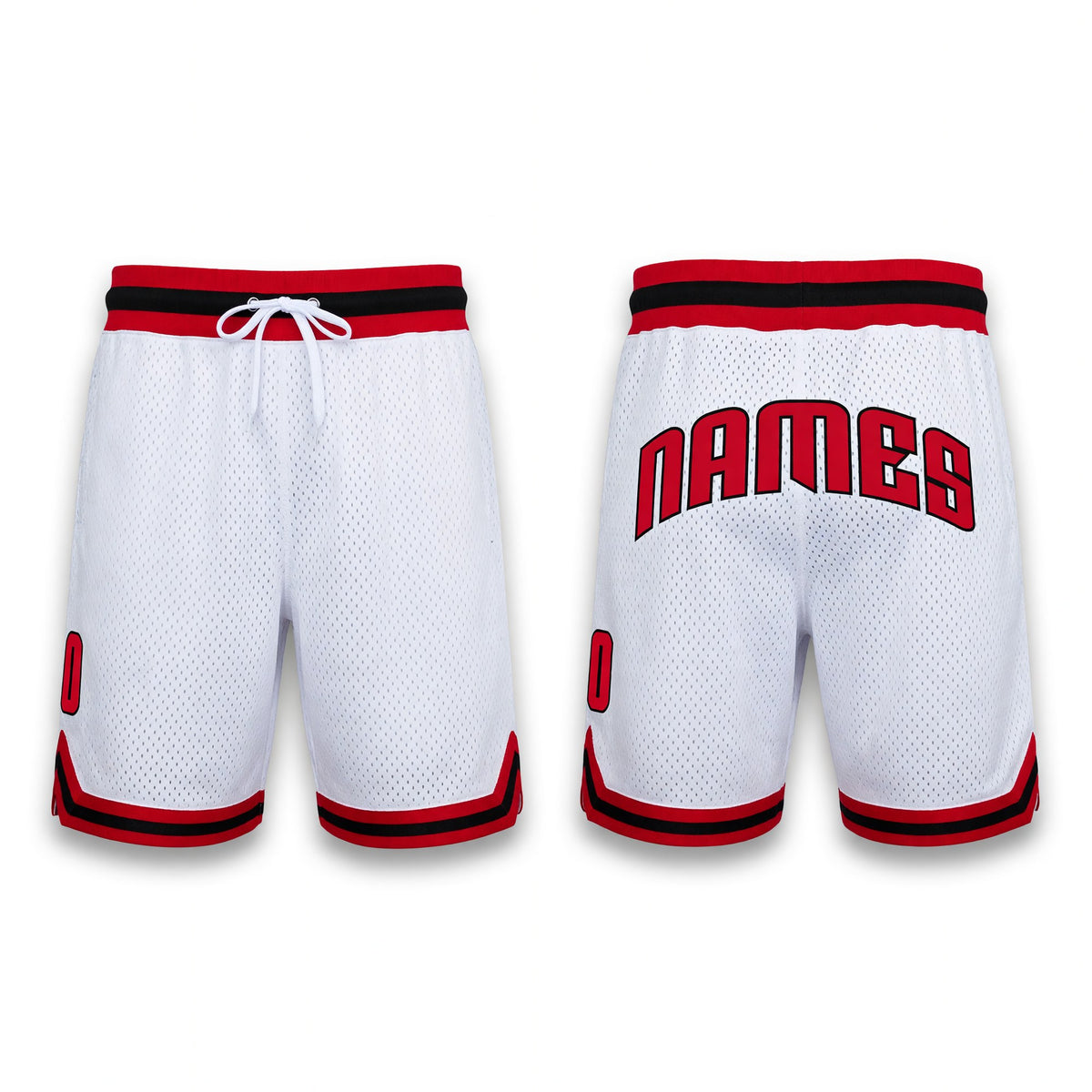 Custom White Red-Black Authentic Throwback Basketball Shorts