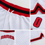 Custom White Red-Black Authentic Throwback Basketball Shorts detail