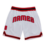 Custom White Red-Black Authentic Throwback Basketball Shorts photo 1