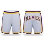 Custom White Purple-Gold Authentic Throwback Basketball Shorts
