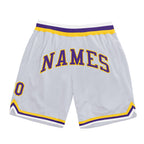 Custom White Purple-Gold Authentic Throwback Basketball Shorts photo 1