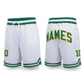 Custom White Kelly Green-Gold Authentic Throwback Basketball Shorts