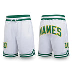Custom White Kelly Green-Gold Authentic Throwback Basketball Shorts