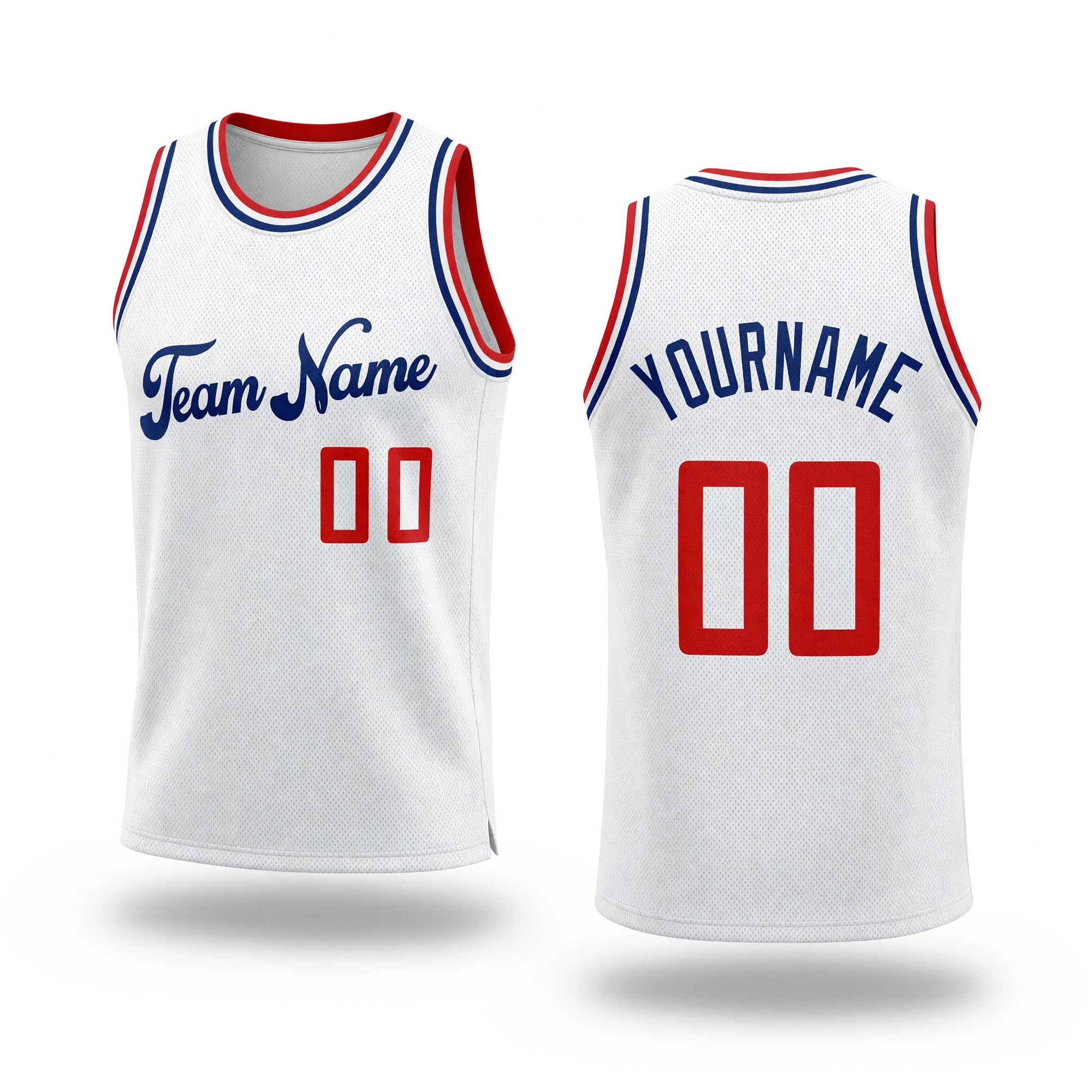 Custom White Red-Royal Authentic Throwback Basketball Jersey