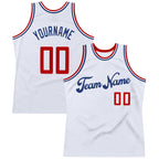 Custom White Red-Royal Authentic Throwback Basketball Jersey photo 1