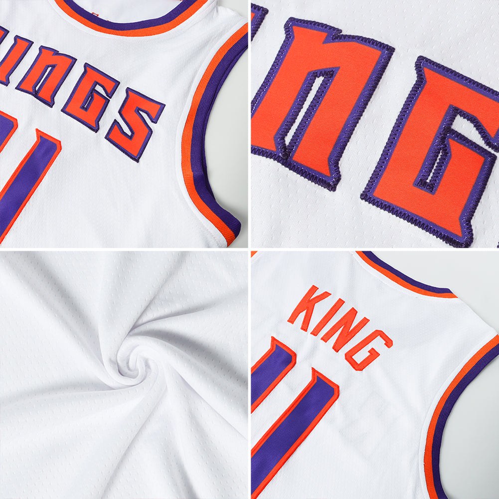 Custom White Red-Royal Authentic Throwback Basketball Jersey photo 3
