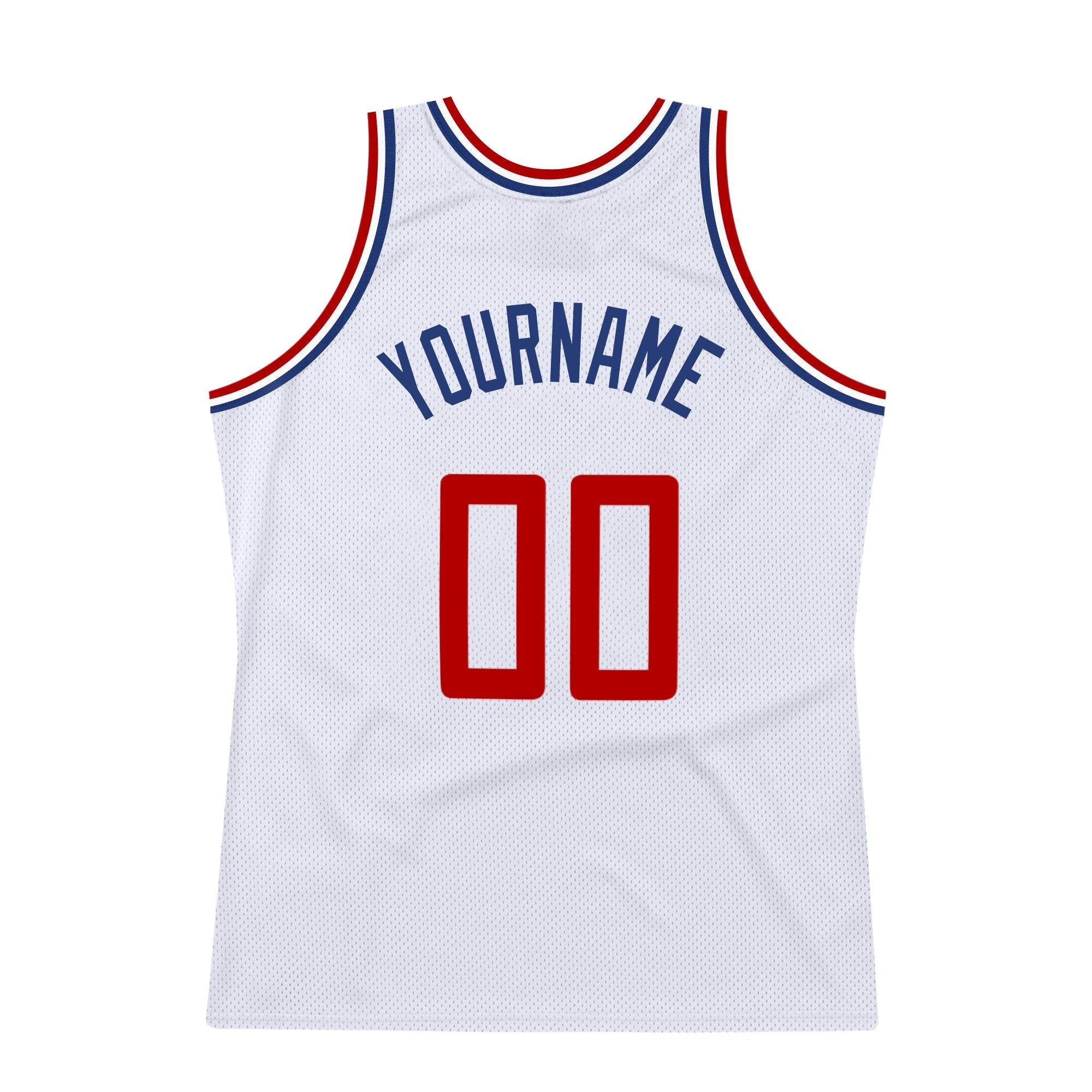 Custom White Red-Royal Authentic Throwback Basketball Jersey photo 4