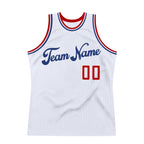 Custom White Red-Royal Authentic Throwback Basketball Jersey photo 5