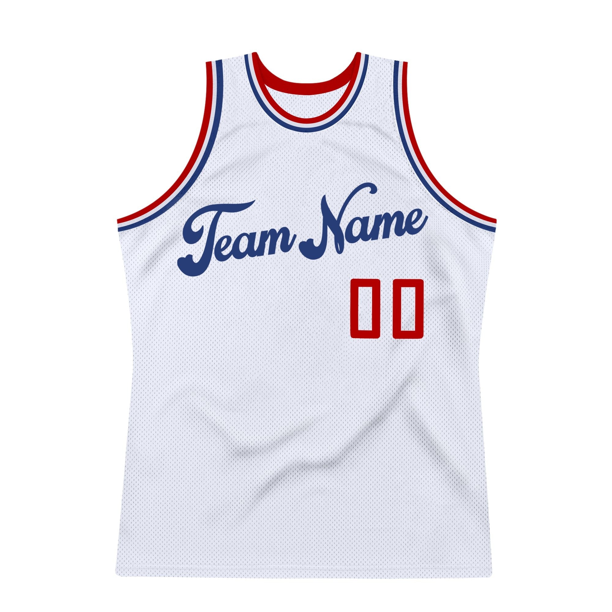 Custom White Red-Royal Authentic Throwback Basketball Jersey photo 5