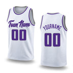 Custom White Purple-Gray Authentic Throwback Basketball Jersey