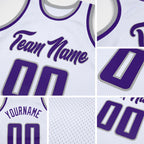 Custom White Purple-Gray Authentic Throwback Basketball Jersey detail